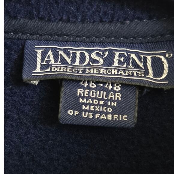 Lands' End Navy Fleece Vest Men's XLRegular Full Zip Pockets - Picture 7 of 7